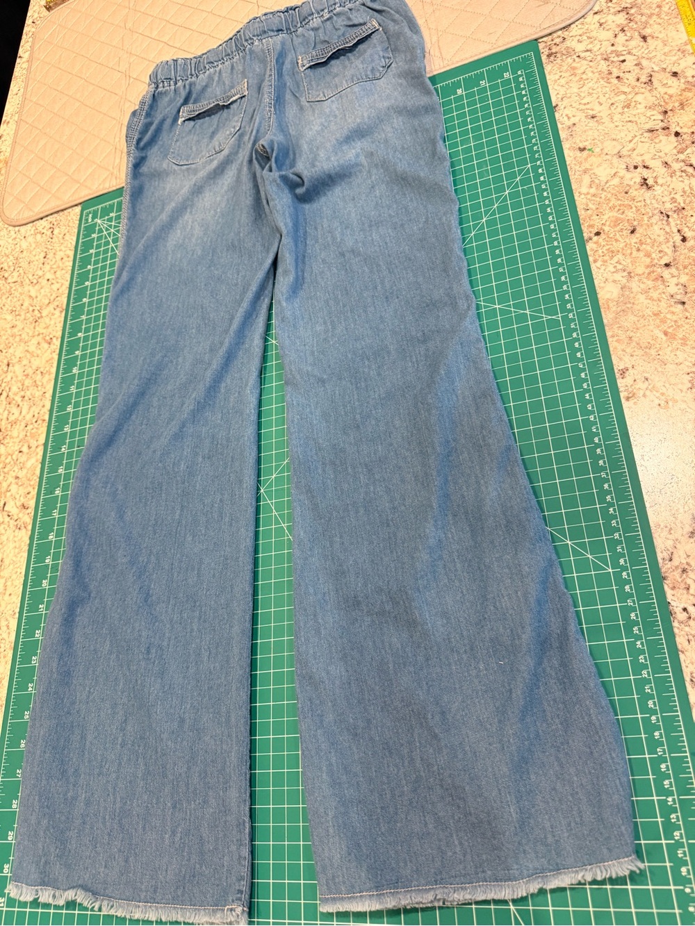 Rewash Chambray Wide Leg Pants S Pull On Drawstring Frayed Hem - Picture 8 of 10